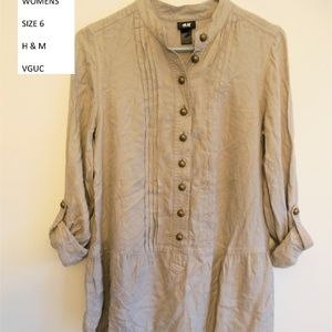 WOMENS SIZE 6 H&M TAN/KHAKI TUNIC
